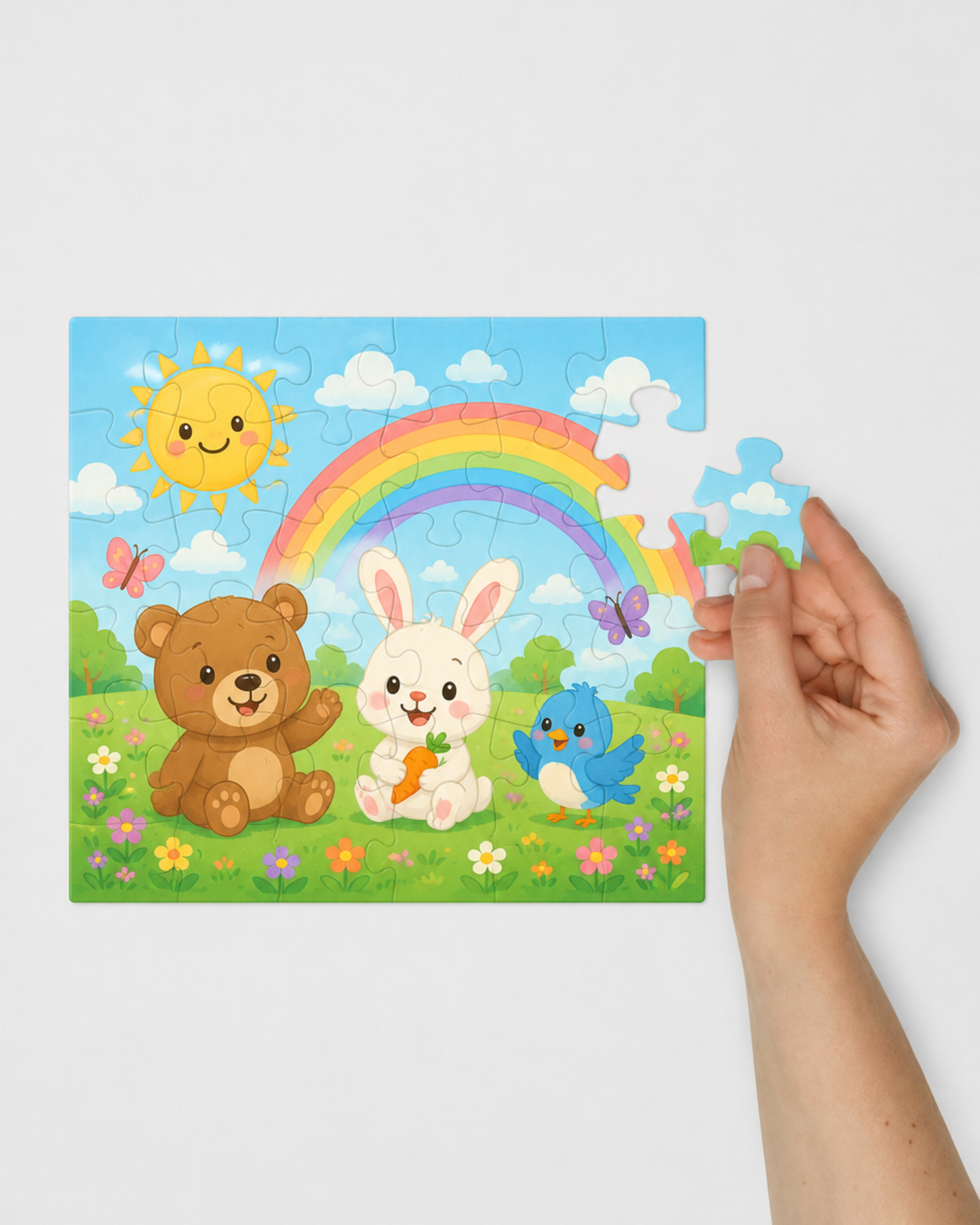 Jigsaw puzzle with tin
