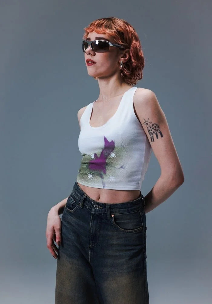 Crop top de algodón all over